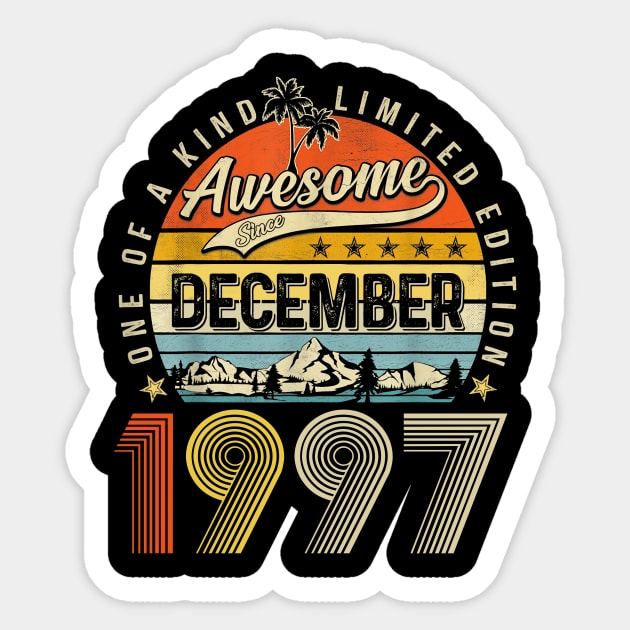 Awesome Since December 1997 Vintage 26th Birthday Sticker by cogemma.art